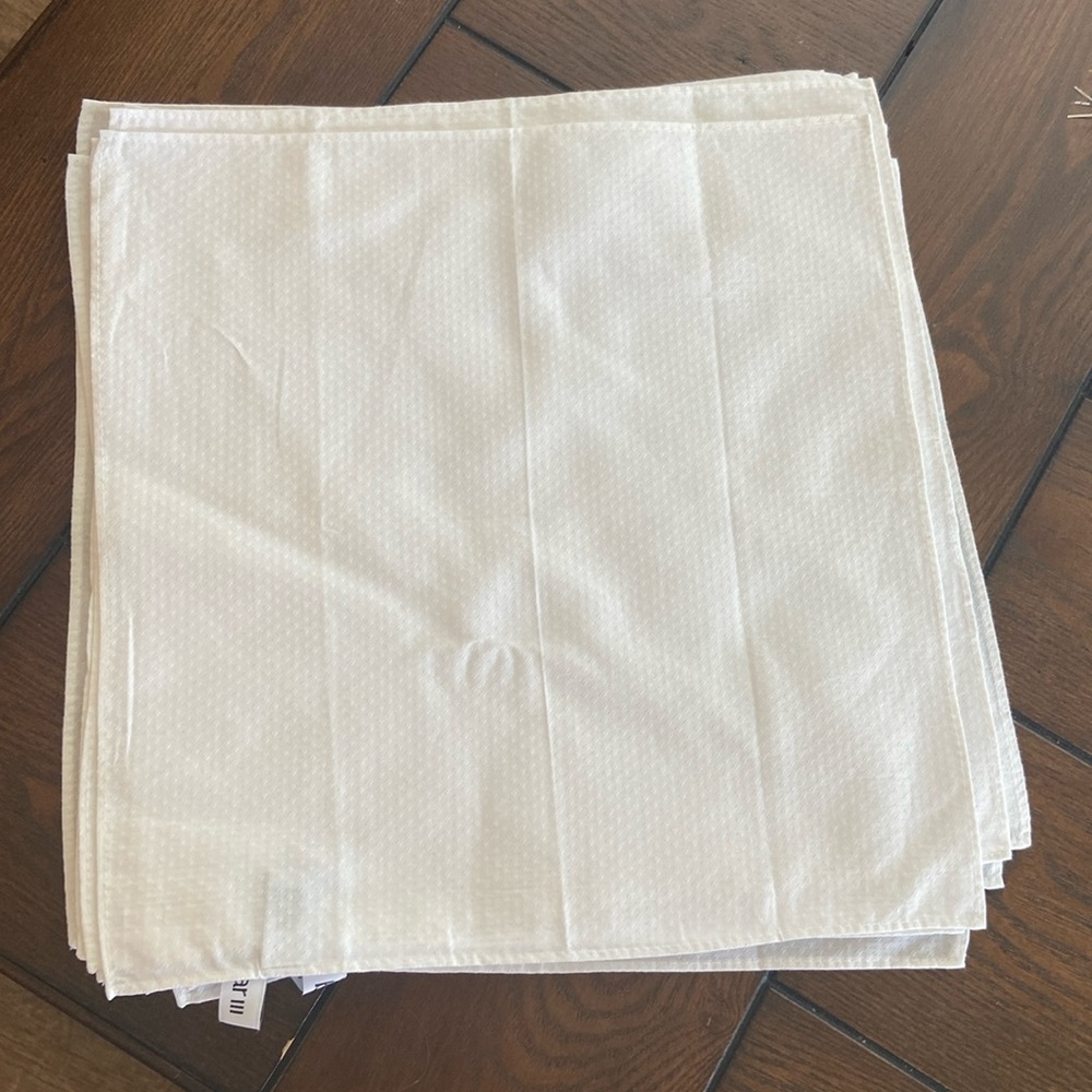 9 or 11- Bar III White Tonal Open Texture Pocket Squares